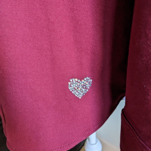 Dream Jeannes By Quacker Factory Wms Large Embellished Button Up Shacket Wine - Picture 5 of 11